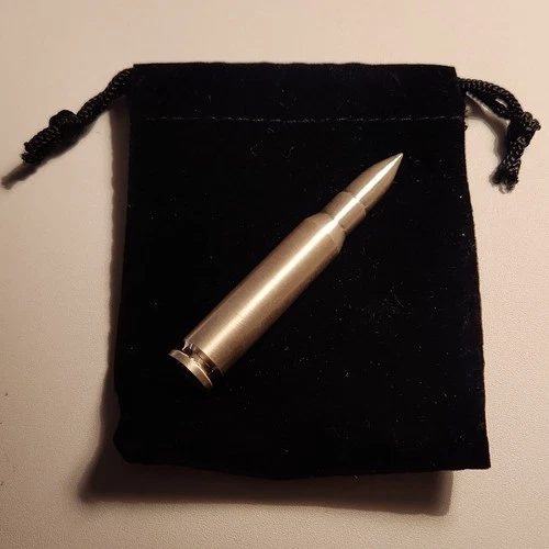 2 oz .999 Fine Silver Bullet Bullion Bar, .308 Caliber w Black Velvet Pouch