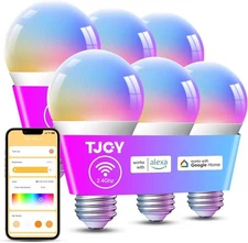 A19 LED RGB Smart Light Bulb 9W WiFi Bluetooth E26 Alexa & Google Home E26 800LM