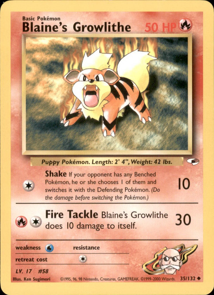 Blaine's Growlithe (35) 035/132 Gym Heroes Unlimited Pokemon-EN LP