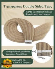 Ugeat Tape In Extensions 18" Light Blonde Ombre Human Hair 50G 20Pcs