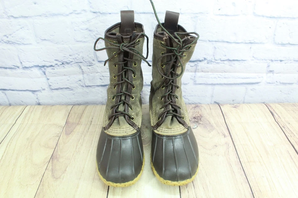 Zapato de caza LL Bean para mujer 10" firma lona encerada Maine caña de acero 7 M Foto 4 de 4