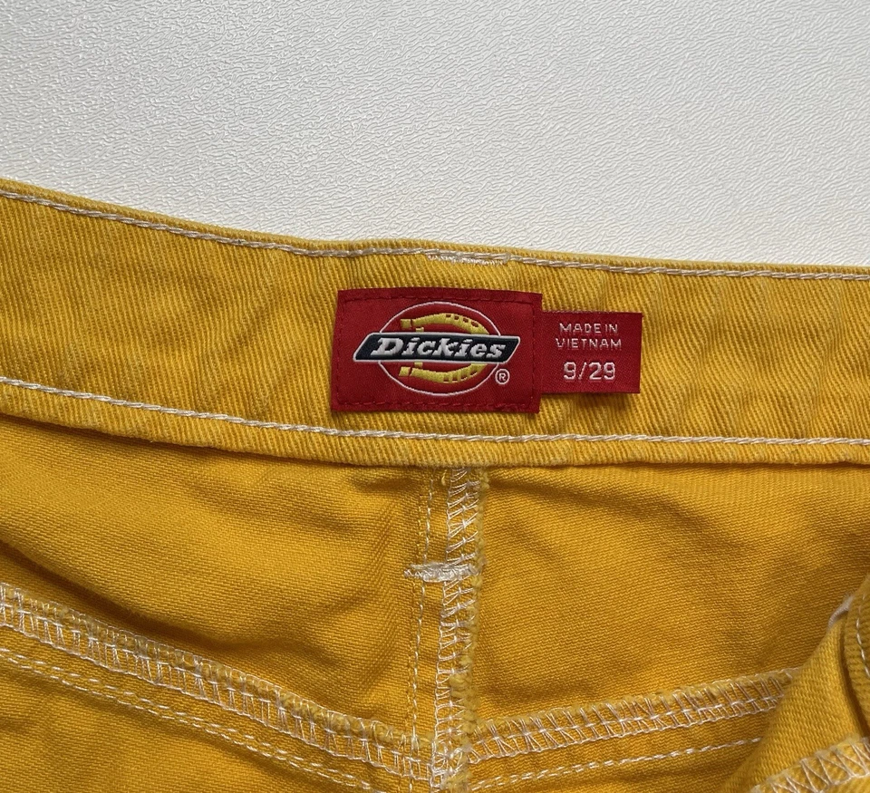 Dickies Yellow Carpenter Frayed Cut Off Shorts Womens Size 9/29 - Image 3 of 4