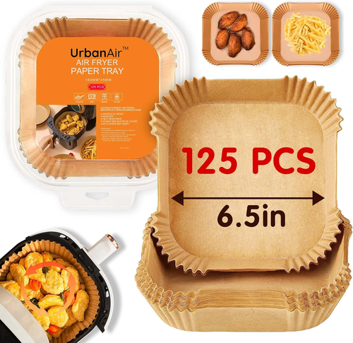 6,5 Zoll Quadratische Luft Friteuse Papier Einlagen 125 Stück für Einfache Reinigung - Antihaft, Hitze - Bild 10 von 12