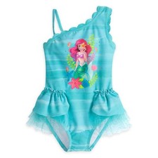 Disney Store Princess Little Mermaid Ariel 1PC Deluxe Swimsuit Girl Size 4 5/6