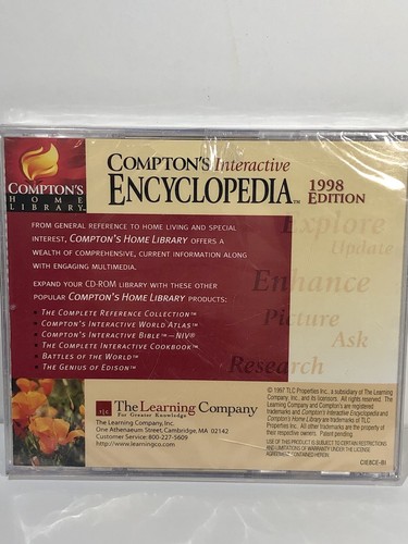 Vintage 1998 Compton's Home Library Interactive Encyclopedia CD-ROM TLC Sealed! - Picture 2 of 2