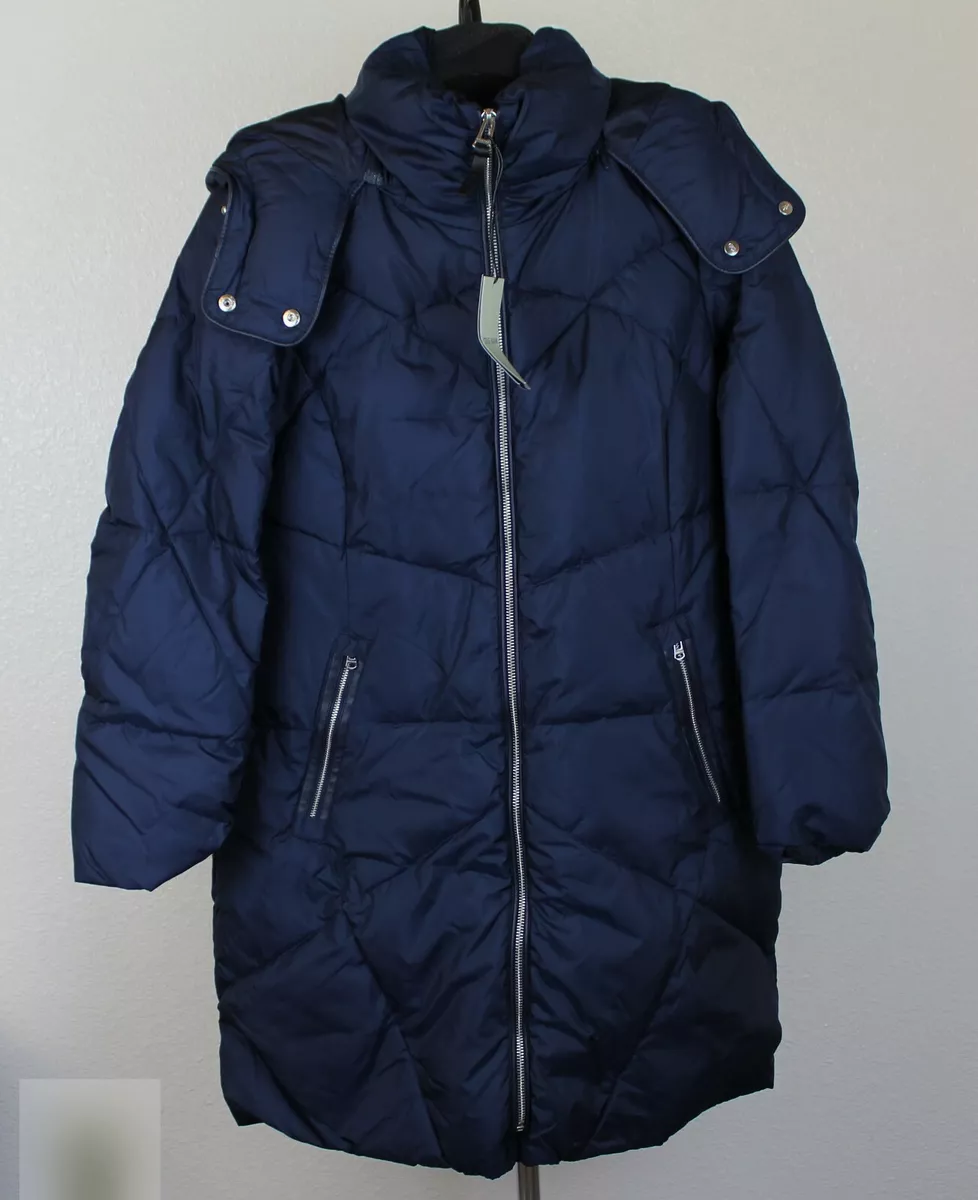 NWT Cole Haan Padded Stitch Puffer Down Jacket Parka Coat Navy Large MSRP 398