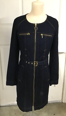 inc international concepts denim dress Size 4 Dark Wash Long Sleeve Belted Blue Paisley Print Mesh StyleCode: 3930077136183 lyocell. Color:Nude/Gold/Silver Denim shirtdress