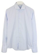 SUITSUPPLY Extra Slim Fit Formal Shirt Men's LARGE Button Up Cutaway Blue