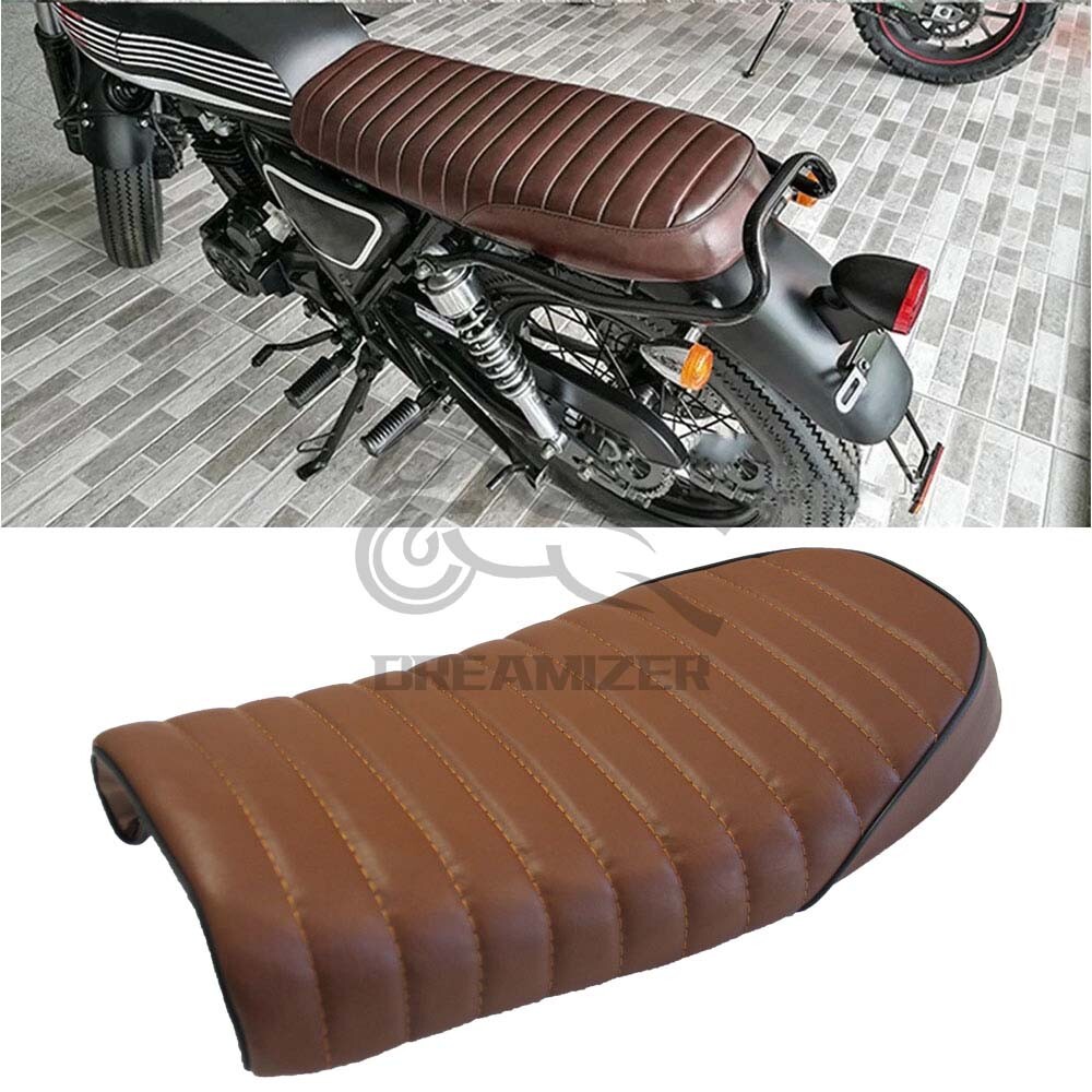 Motorcycle Vintage Cafe Racer Flat Brat & Hump Saddle For Yamaha