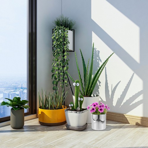 Vaso per piante in ceramica, rotondo, zincato, vaso da fiori, vasi per piante rotondi in ceramica - Foto 7 di 12