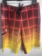 Hurley Phantom Surf Trunks Men's Red  Yellow Swim Board Shorts Beach New 32