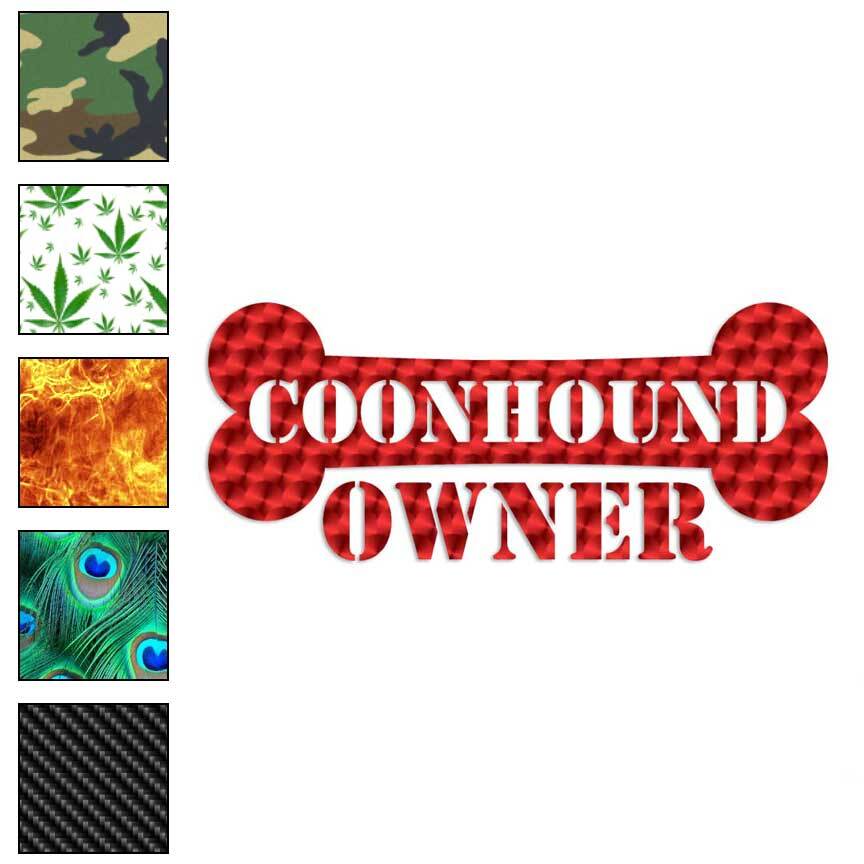 Coonhound Owner Bone, Vinyl Decal Sticker, 40 Patterns & 3 Sizes, #1649