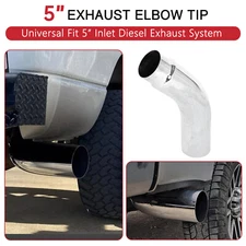 5" Inlet 6'' Outlet Diesel Chrome Exhaust Chrome Turndown Elbow Tip 23" Long