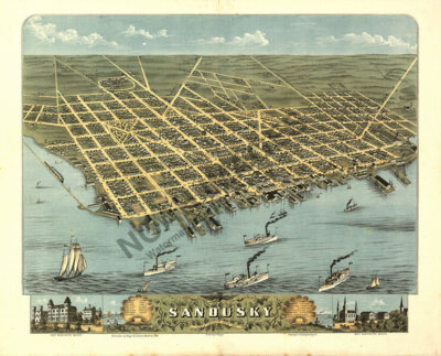 Panoramic Map of Sandusky Ohio 16x20
