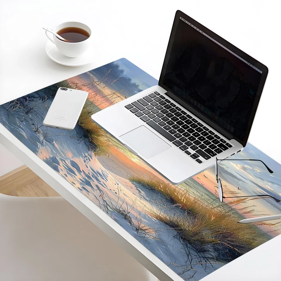 Ocean Beach Mouse Pad Sunset Landscape Desk Mat for Keyboard and Mouse Desk Pad - Image 3 of 4