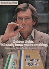 1981 Vintage Print Ad Golden Lights You really know you're smoking Man smirking