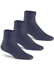 Jefferies Socks Mens Sport Seamless Cushion Navy Quarter Ankle Socks 3 Pairs