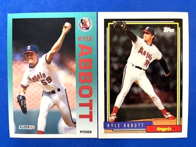 Kyle Abbott 1992 Fleer & 1992 Topps Baseball - Angels