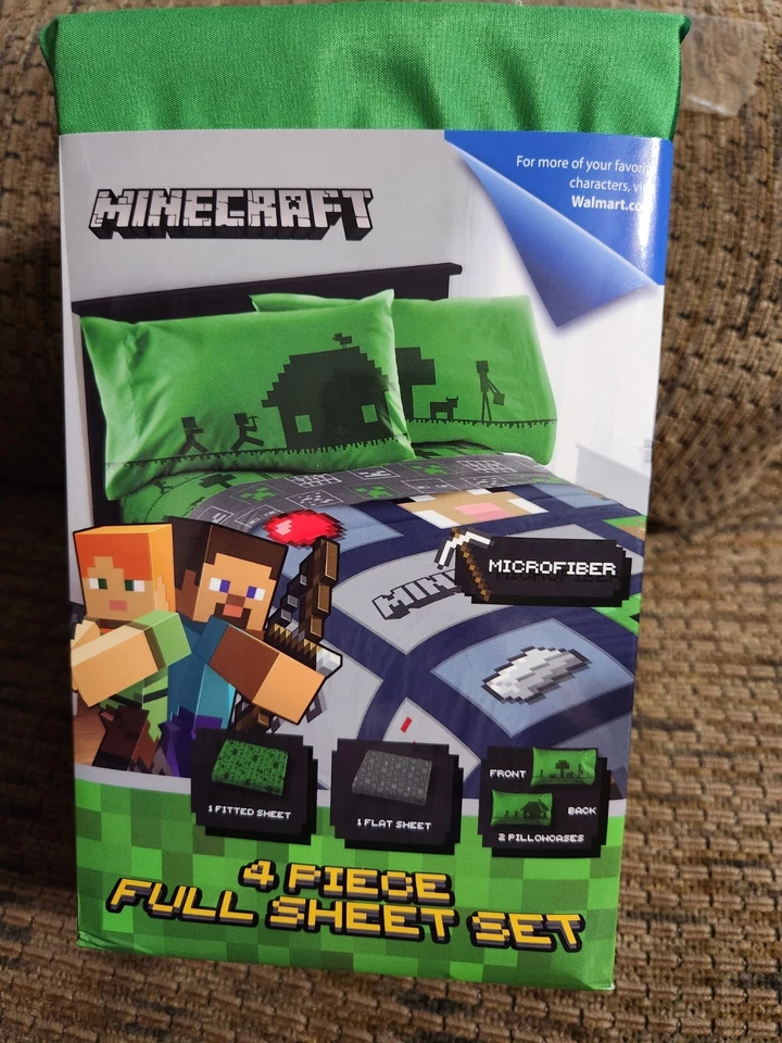 Juego de sábanas completas Mojang Minecraft 4 piezas microfibra edades 3 arriba Foto 2 de 4