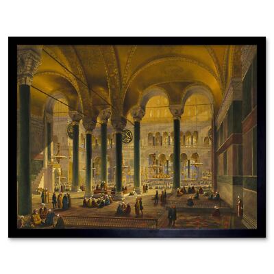 Gemälde Landschaft Aya Sofya Moschee Kirchenschiff Islam Istanbul Haghe gerahmt Kunstdruck