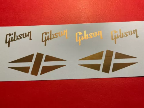 Gib Split Diamond and Headstock Waterslide Decals Gold Metallic 2 per order G4