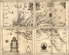 20" x 24" 1673 Map Of Virginia & Maryland Planted & Inhabited
