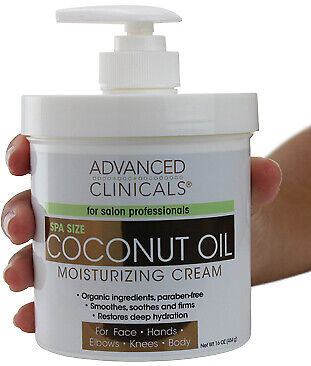 Advanced Clinicals Spa Size Coconut Oil Moisturizing Cream 16 Oz (454g)
