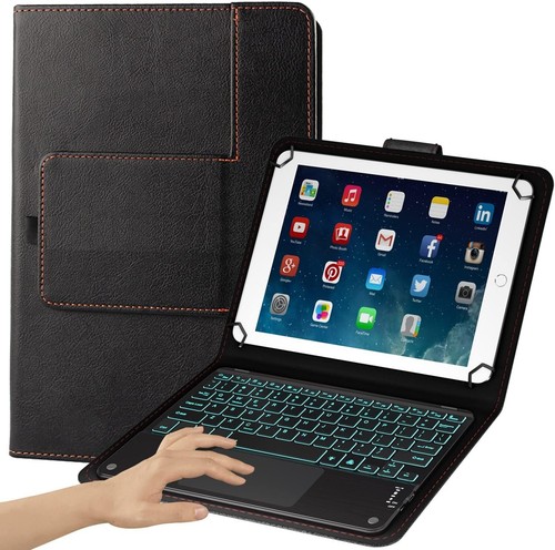 Ultra-Thin Leather Folio with Backlit Keyboard and Touchpad for 10" Tablets - Picture 3 of 8