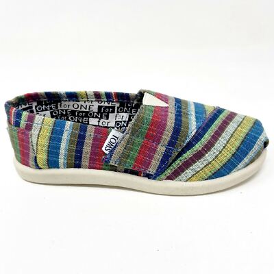 Toms Classics Multi Renato Tiny Toddler Slip On Casual Canvas Flat Shoes 