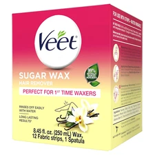 VEET Sugar Wax Hair Remover - Perfect for First Time Waxers - Contains 12 Fabric