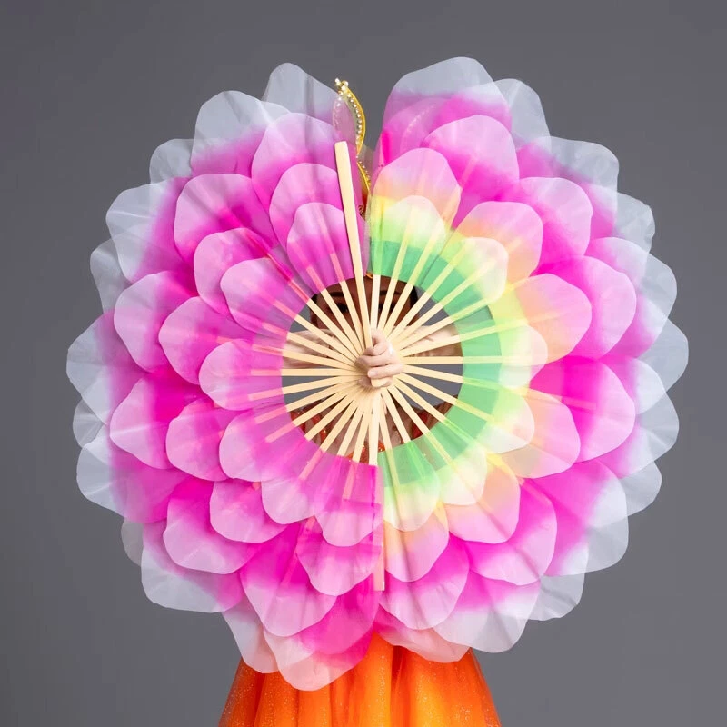 Abanico de Mano Flor de Peonía para Bailar Juego Disfraz Accesorios Abanico Doblado Hueso de Bambú Nuevo Foto 3 de 4