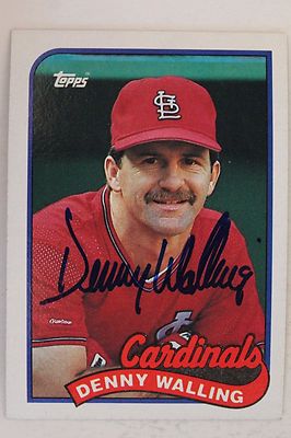 DENNY WALLING St Louis Cardinals Autograph 1989 TOPPS #196 Signed Card 16C