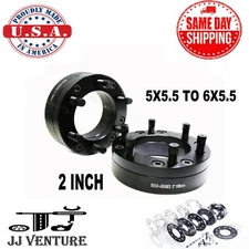 2PCS 2" THICK 5X5.5 TO 6X5.5 B/C CONVERSION ADAPTERS FROM 5 TO 6 [FITS: RAM]