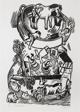 LOTHAR SELL - Zu Fallada - Holzschnitt - 1975