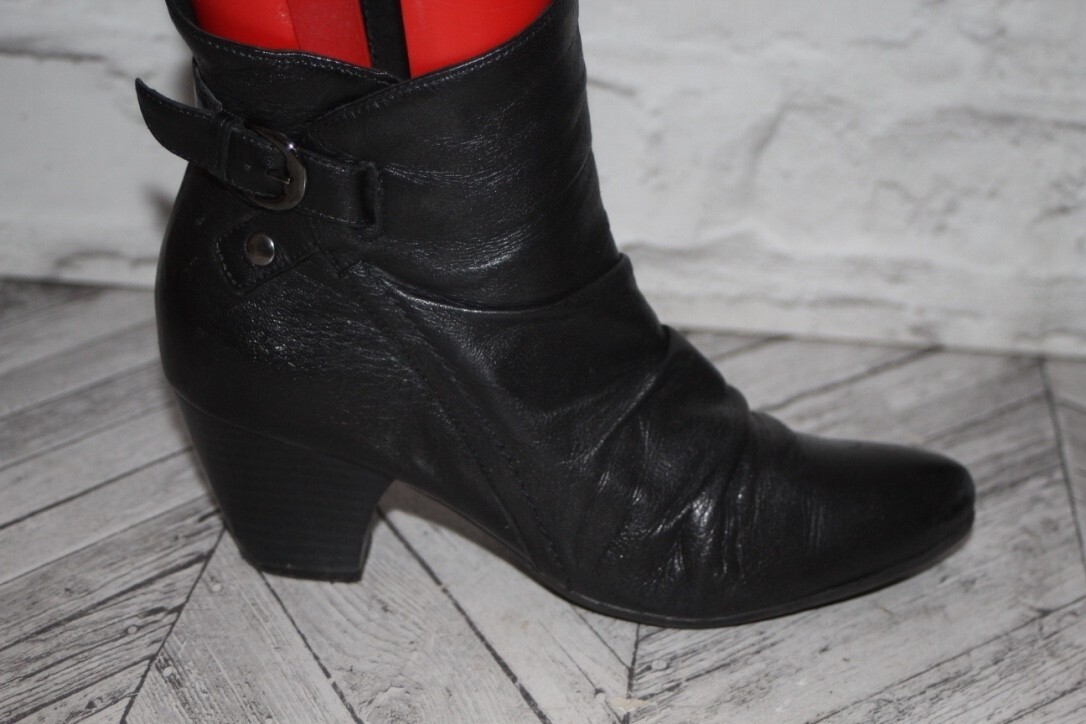 JONES BOOTMAKER BLACK LEATHER ANKLE BOOTS SIZE EU 37 CUBAN HEEL RRP £130