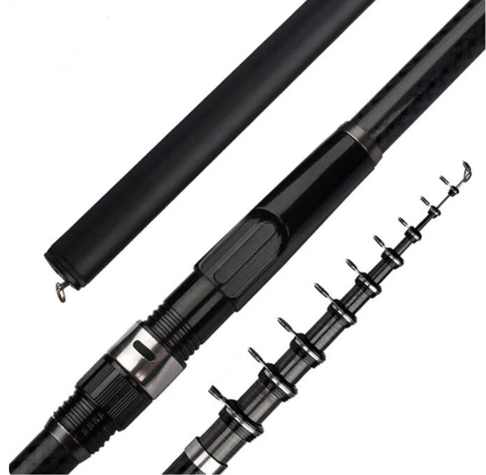 Varas de pesca telescópicas de alta fibra de carbono 3,6M-7,2M varas giratórias marinhas - Imagem 3 de 4