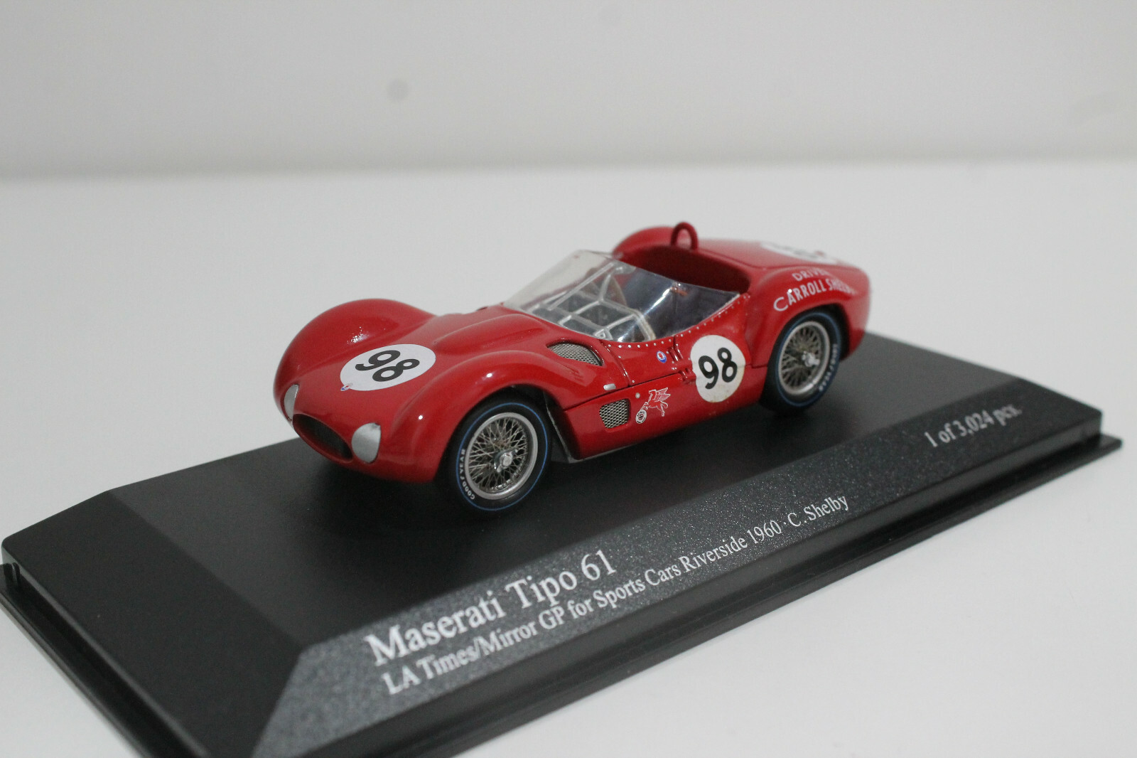 MINICHAMPS 400601298 Maserati Tipo 61 - LA Times/Mirror GP Riverside 1/43  #NEW