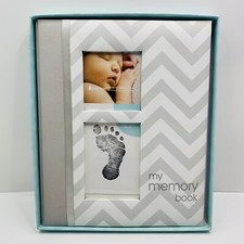 Pearhead Chevron Baby Book with Clean-Touch Ink Pad - Grey