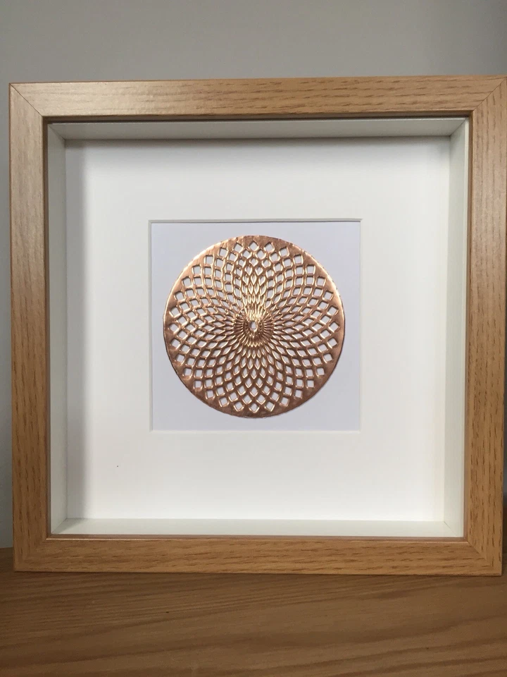 Marco de caja cobre bronce patrón geométrico imagen 3D colgante de pared arte decoración regalo Foto 2 de 3