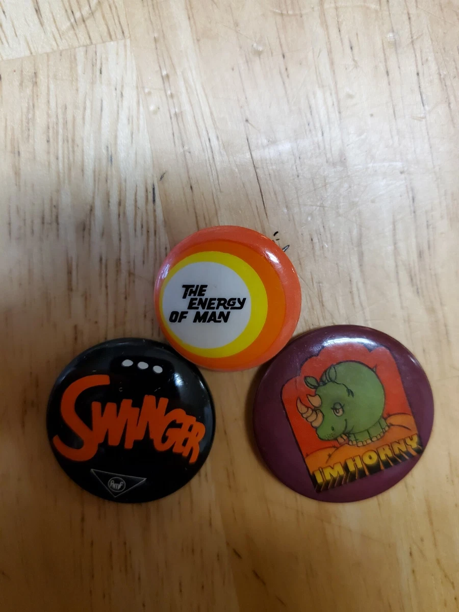 Vintage AMF Swinger Bowling Ball 1960/I'm horny Rhino/The Energy of  Man Button | eBay