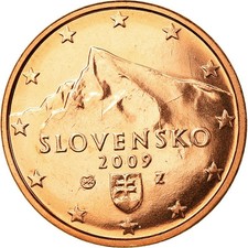 [#753811] Slovakia, 5 Euro Cent, 2009, MS(65-70), Copper Plated Steel, KM:97