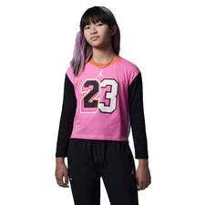 Sz Med JORDAN Girls Heritage LS T-Shirt Pinksicle Blk 45B844 AA7 - New