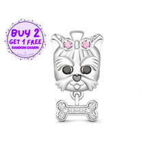 Cute Puppy With Bone Necklace Charm Jewelry Gift For Women