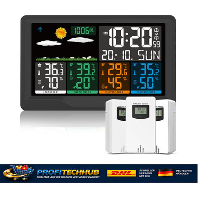 Wetterstation Funk 3 Außensensor Digital Thermometer Hygrometer