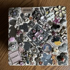 Vintage Baby Keepsake Trinket Box 3D Charms Rhinestones Baby Shower Gift 5 x 5