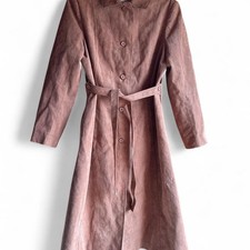 Vintage Ultrasuede Trench Coat Dress Belted Olive Taupe USA Made Size Medium