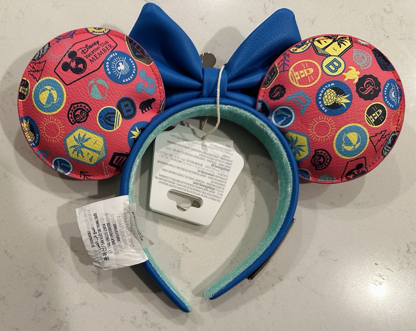Loungefly Disney Vacation Club Member DVC Pink Blue Bow Minnie Ear Headband
