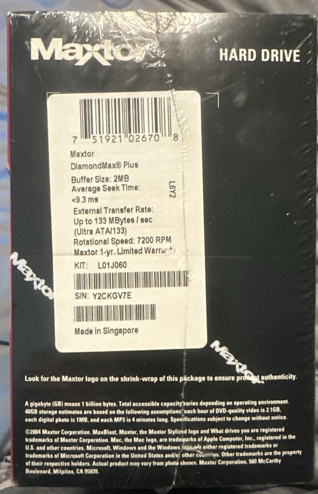 Maxtor DiamondMax Ultra Series 200GB 7200RPM L01P200 ATA/133 Hard Drive NEW - Image 4 of 4