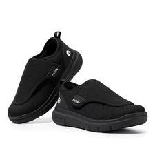 FitVille Mens Diabetic Shoes Extra Wide Slip-on for Swollen Foot Black, 9 EEW