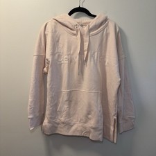 Calvin Klein Women s Light Pink Embroidered Drawstring Hoodie Sz L NWT 69